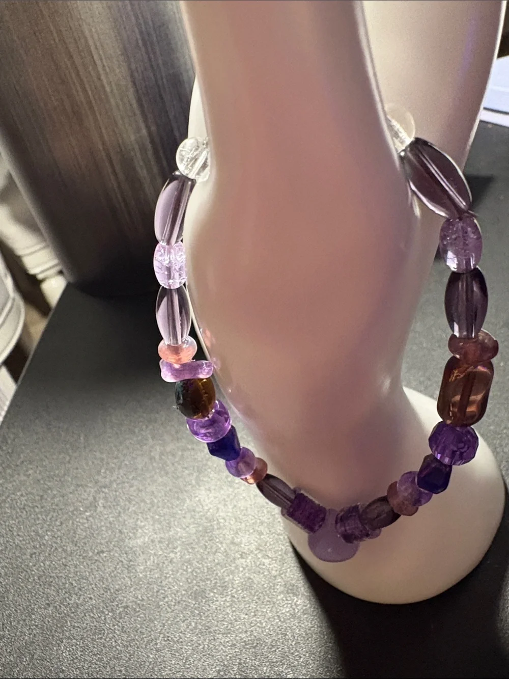 Purple Beaded Teardrop Pendant Bracelet - Women Jewelry